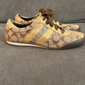 COACH Size 9 adorable gold sneakers with beading